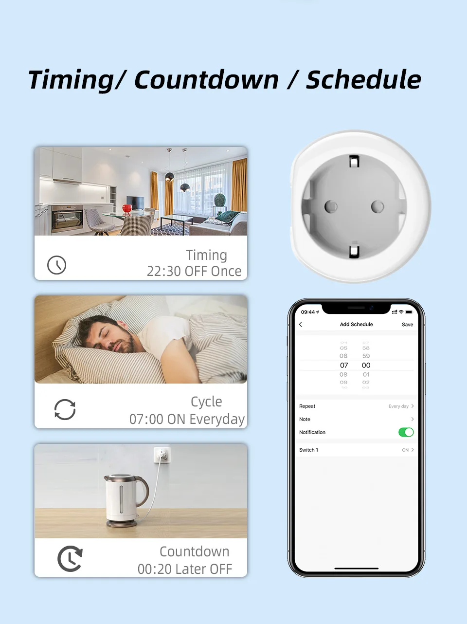 Tuya Smart Zigbee/Wifi Plug 16A/20A EU Outlet 3680W Power Meter Wireless Remote
