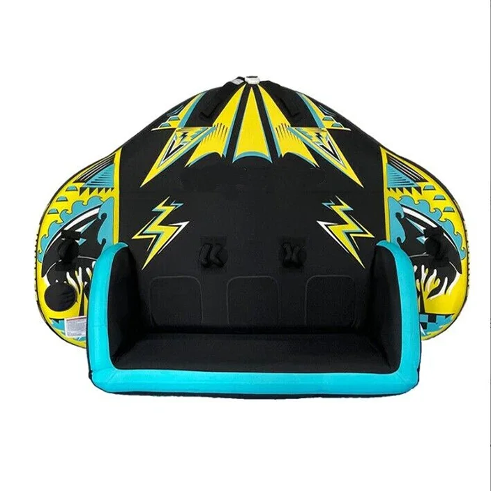 Hot Selling 3 person inflatable water ski ring with air pump + tow rope adult water sea surfing paddling Jet Ski
