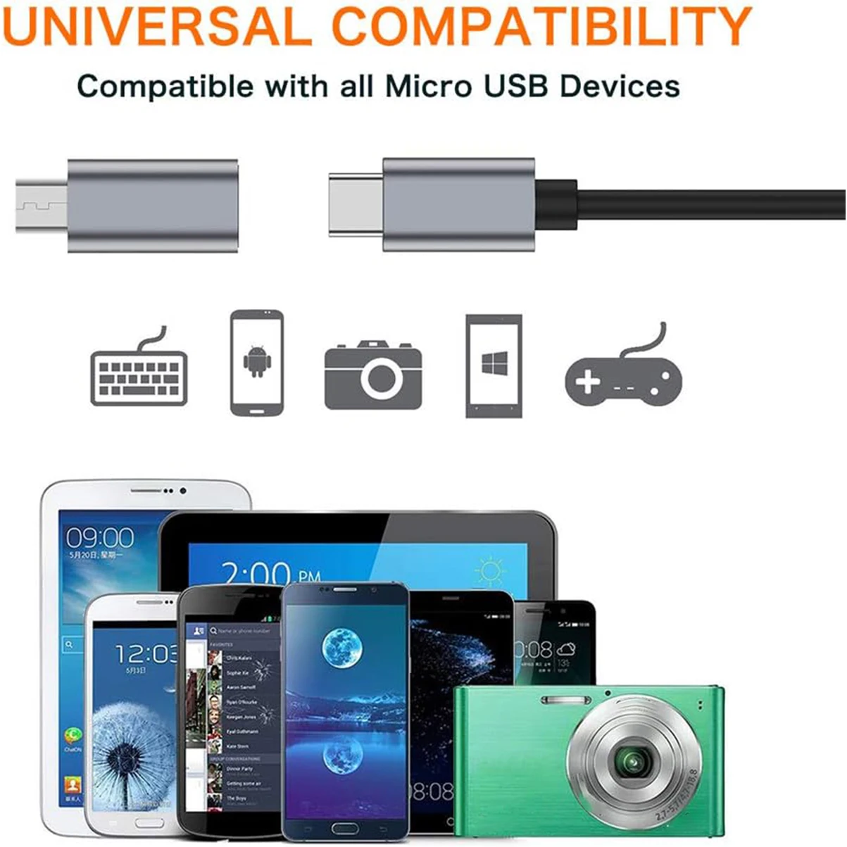 4개입 USB C 암-마이크로 USB 수 어댑터, 마이크로 USB-USB C 어댑터, 넥서스, LG, Xbox, 삼성 갤럭시 기기 호환