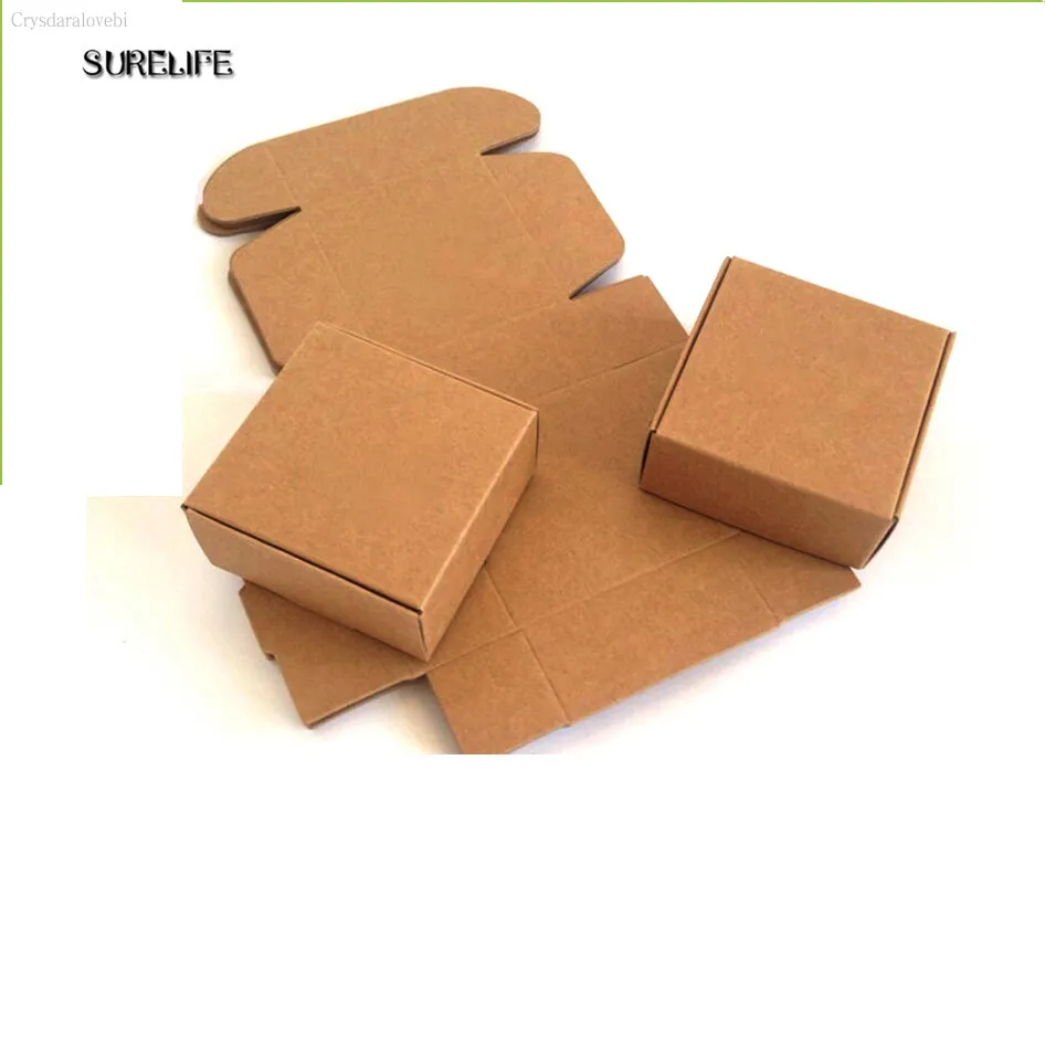 50Pcs/set Cardboard Mini Box DIY Kraft Paper Box Soap Box Jewelry Packing  Gift Box 5.5cmx5.5cmx2.5cm