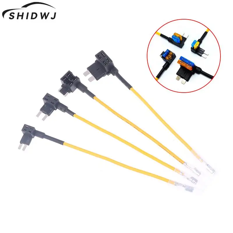 

12V Fuse Holder Add-a-circuit TAP Adapter Micro Mini Standard Ford ATM Blade Auto Fuse with 10A Blade Car Fuse yellow line