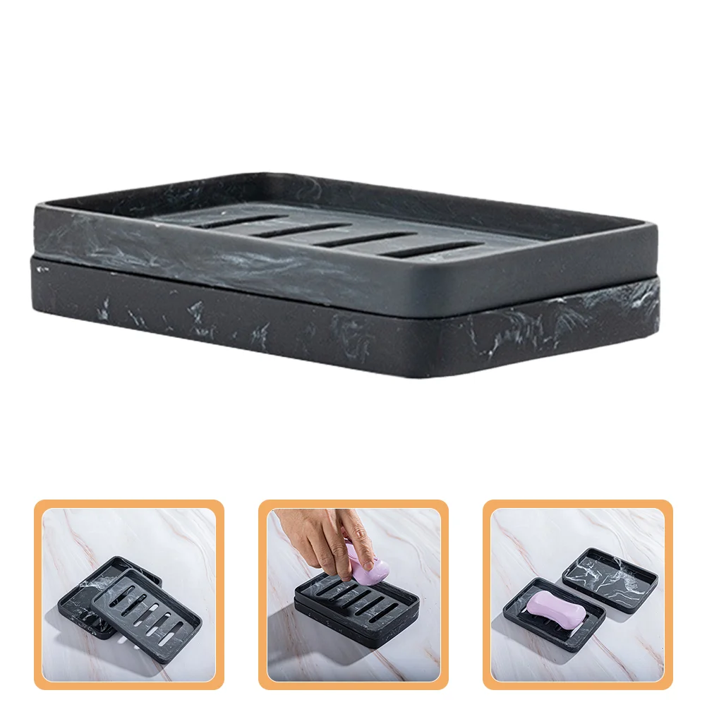

Double-layer Bar Soap Holder Imitation Marble Soap Holder Draining Soap Holder