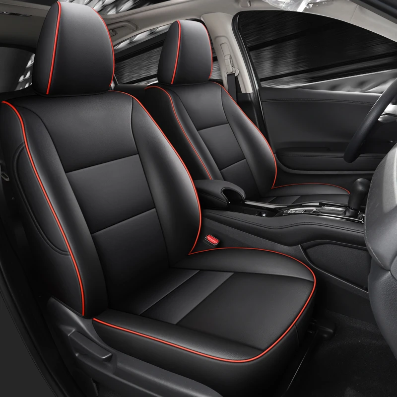 

Роскошные чехлы на автомобильные сиденья для Honda XR-V HRV Vezel 2014-2022-2023 с водонепроницаемыми защитными аксессуарами из искусственной кожи черного цвета