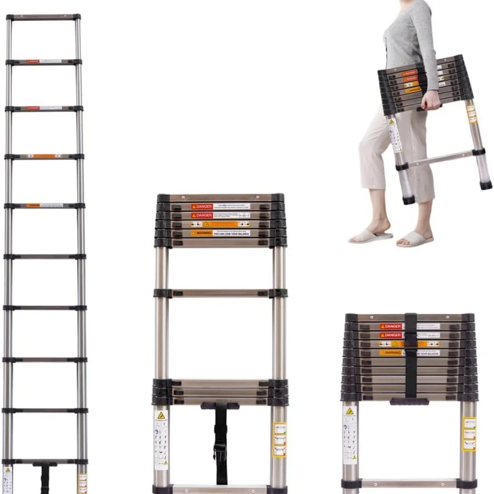 3.2 M Telescopic Aluminium Ladder, Non-Slip Extendable Ladder