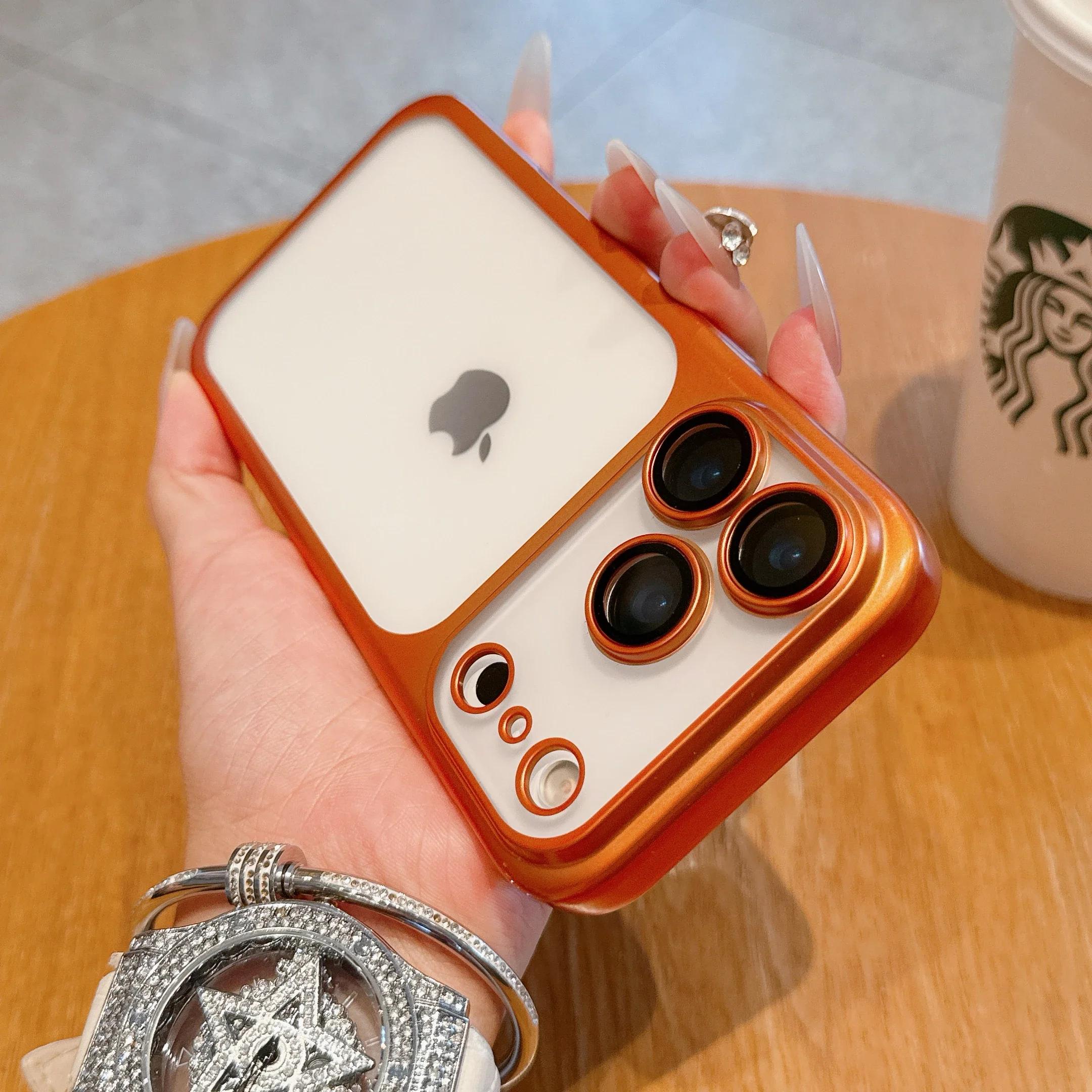 Transparent Anti-Fall Phone Case with Plating Frame and Lens Protection