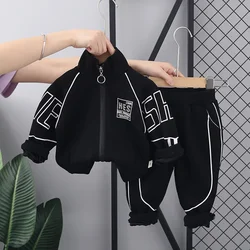 Korean Baby Boy's Clothing Set Spring Autumn Childrens Letter Printed Zipper Cardigan Coats Pants 2PCS Outfits Boys Sport Suits