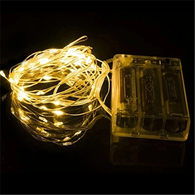 

AA Battery Powered Silver Led Copper Wire String Light Fairy Lights Decorative Fairy Lights 2M 20 3M 30 5M 50 10M 100Leds