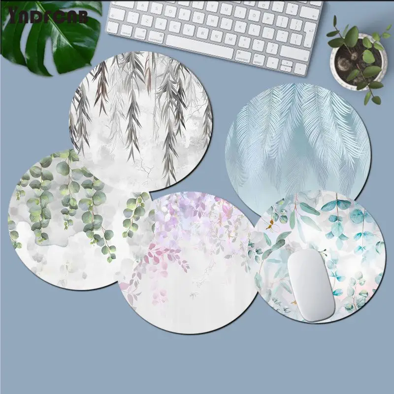 

Purple Flowers Green Leaves INS Tide Round Office Computer Desk Mat Table Keyboard Big Mouse Pad Laptop Cushion Desk Play Mats
