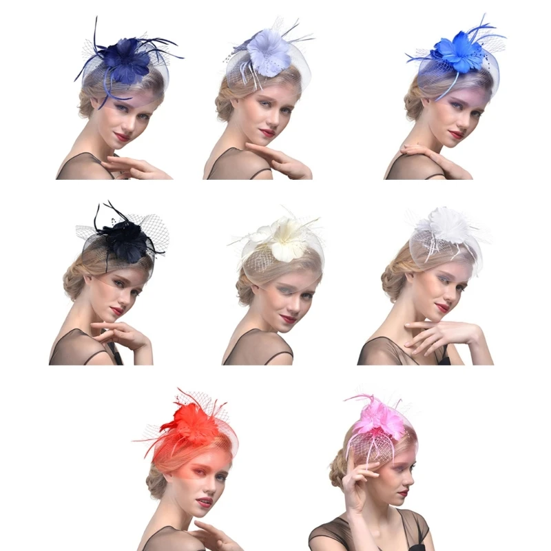 

French Fascinator Pillbox Hair Clip with Veil for Opera Cocktail Tea Party DropShip