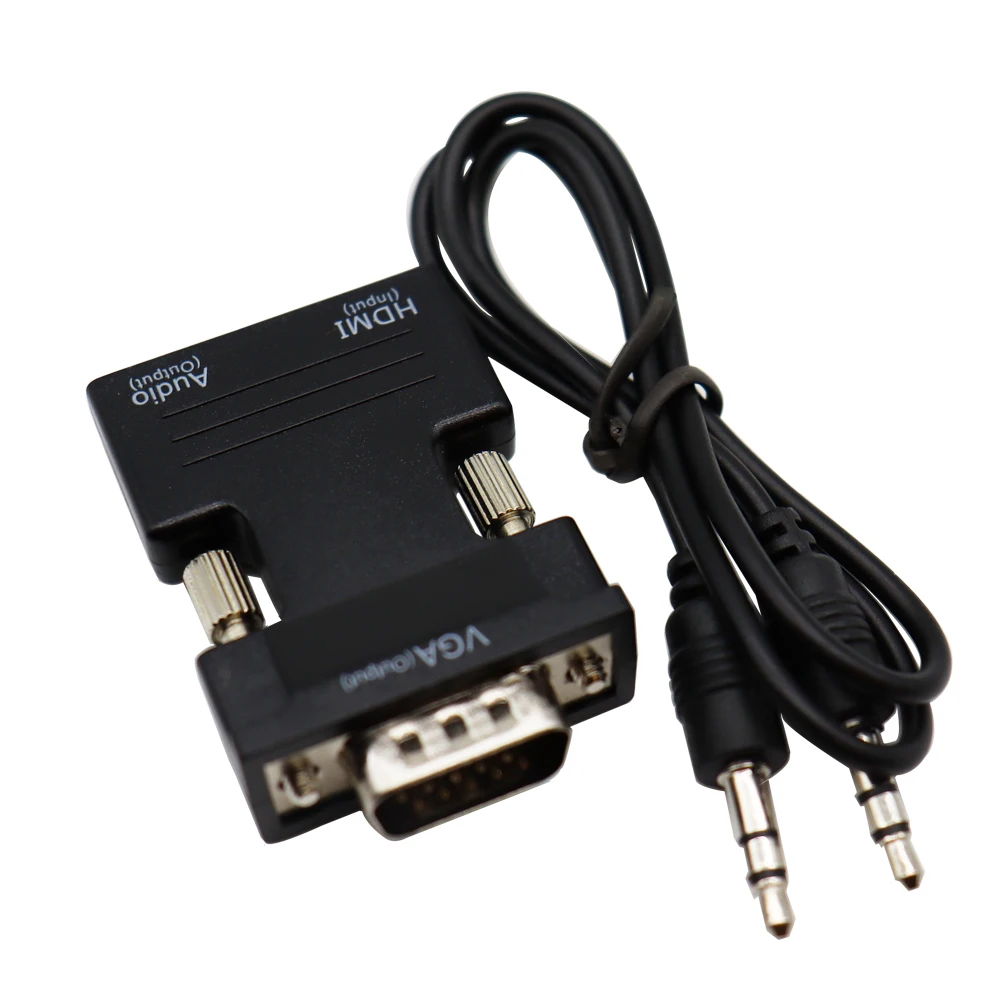 HDMI-совместимый конвертер VGA папа 1080P видеовыход с 3 5 мм AUX аудио-кабелем адаптер