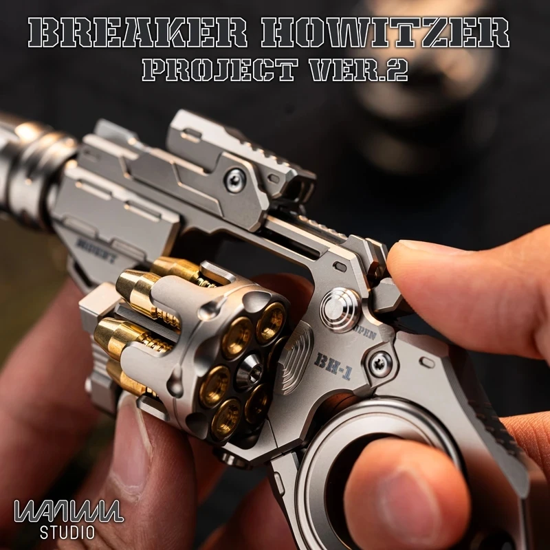 EDC Saboteur Revolver Flip Push Slider Gun Decompression Fidget Spinner Stress Relief Titanium Alloy Fingertip Ratchet Gyro Toy fidget toy,sensory fidget toy,anti stress toy,finger sensory toy,fingertip gyroscope toy