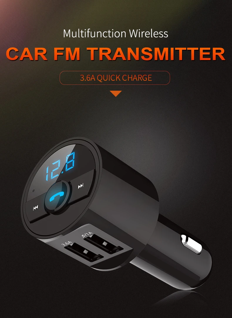 

FM-трансмиттер автомобильный с Bluetooth 5,0, FM-радиомодулятор, автомобильный комплект, а, автомобильное зарядное устройство с двумя USB, беспроводной Aux аудио mp3-плеер