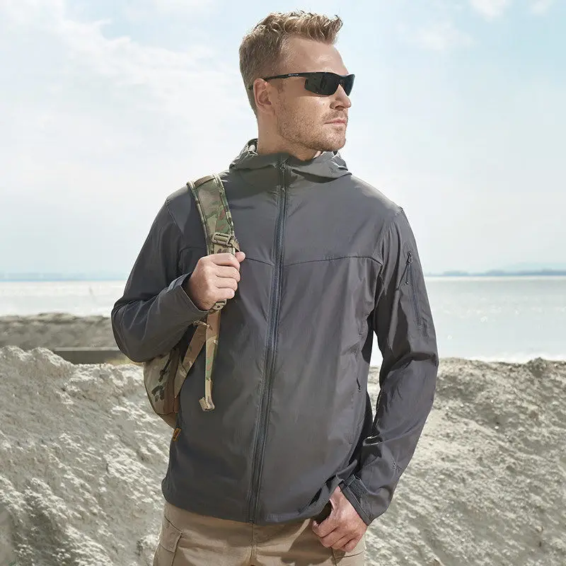 

New Men's Jacket Waterproof Breathable Quick Dry Summer Windbreaker Jacket Men Spring Hooded Coat Outdoor Sport Clothing M115