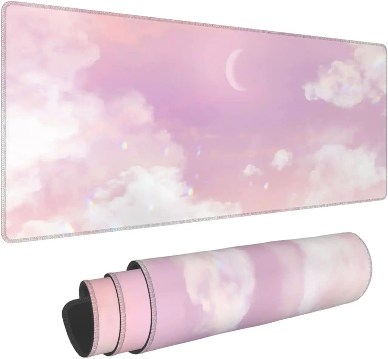 

Pink Pastel Moon Mouse Pad XL Large Gaming Mouse Pad Long Desk Pad Mousepad 31.5 X 11.8 Inch