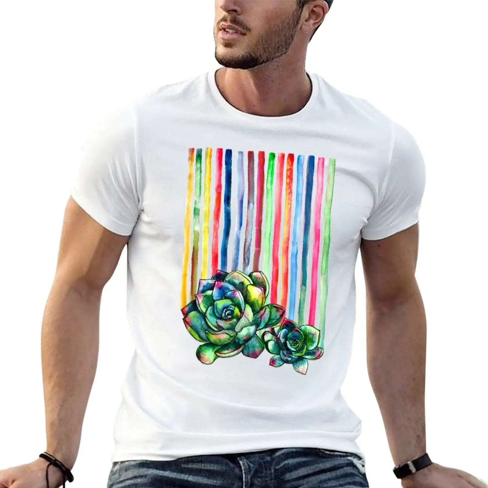 

Rainbow Succulents T-Shirt sublime vintage summer top mens white t shirts
