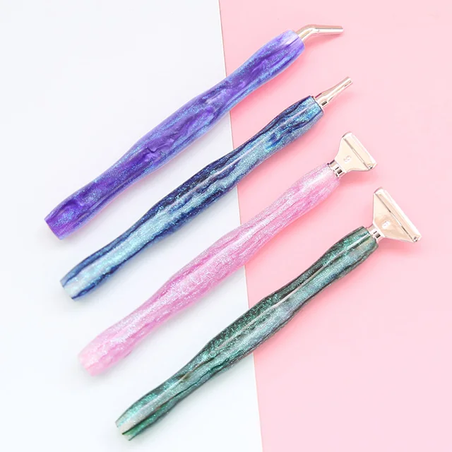1 ensemble de stylos de peinture diamant en résine 5D avec têtes de stylo de remplacement en métal, multi-placers, stylos de forage pour bricolage, outil d'art des ongles en diamant 3