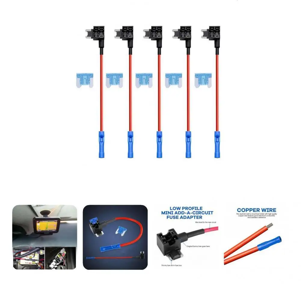 

5Pcs/Set Fuse Adapter Compact Add A Circuit Fuse Tap Standard Easy Installation Mini Fuse Holder