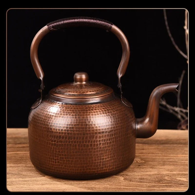 3L Pure Red Copper Boiling Kettle Handmade Vintage Copper Pot Home