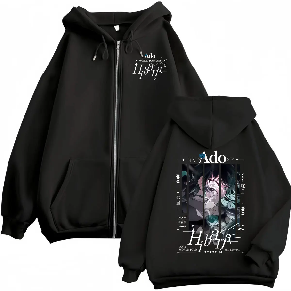 Singer Ado Hibana World Tour 2025 Zipper Hoodie Harajuku Japanese