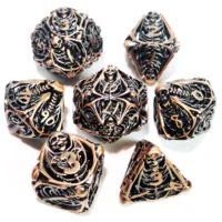 DnD Metal Dice Set - Hollow Skull Design Zinc Alloy Dice, Copper Red 7pc Polyhedral RPG Dice Set for D&D 1
