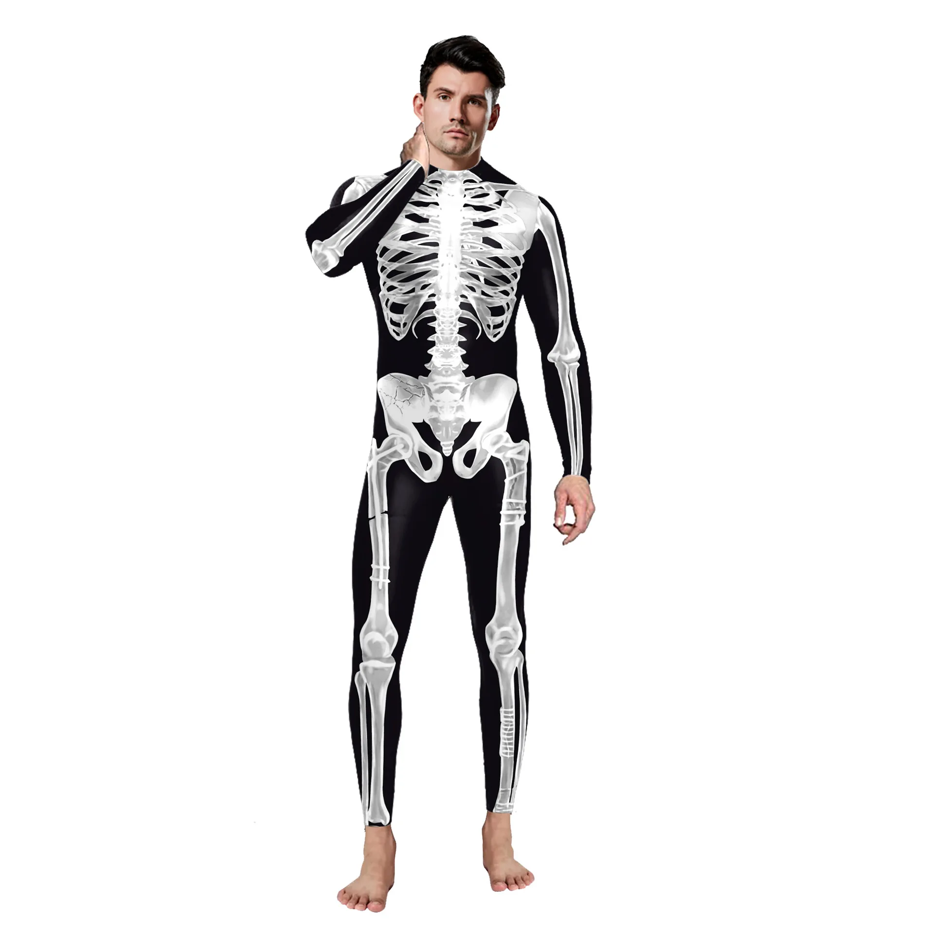 Halloween Steampunk Human Horror Skeleton Skull Cosplay Jumpsuit Women Men Printing Zentai Party Bodysuit Masquerade Outfits