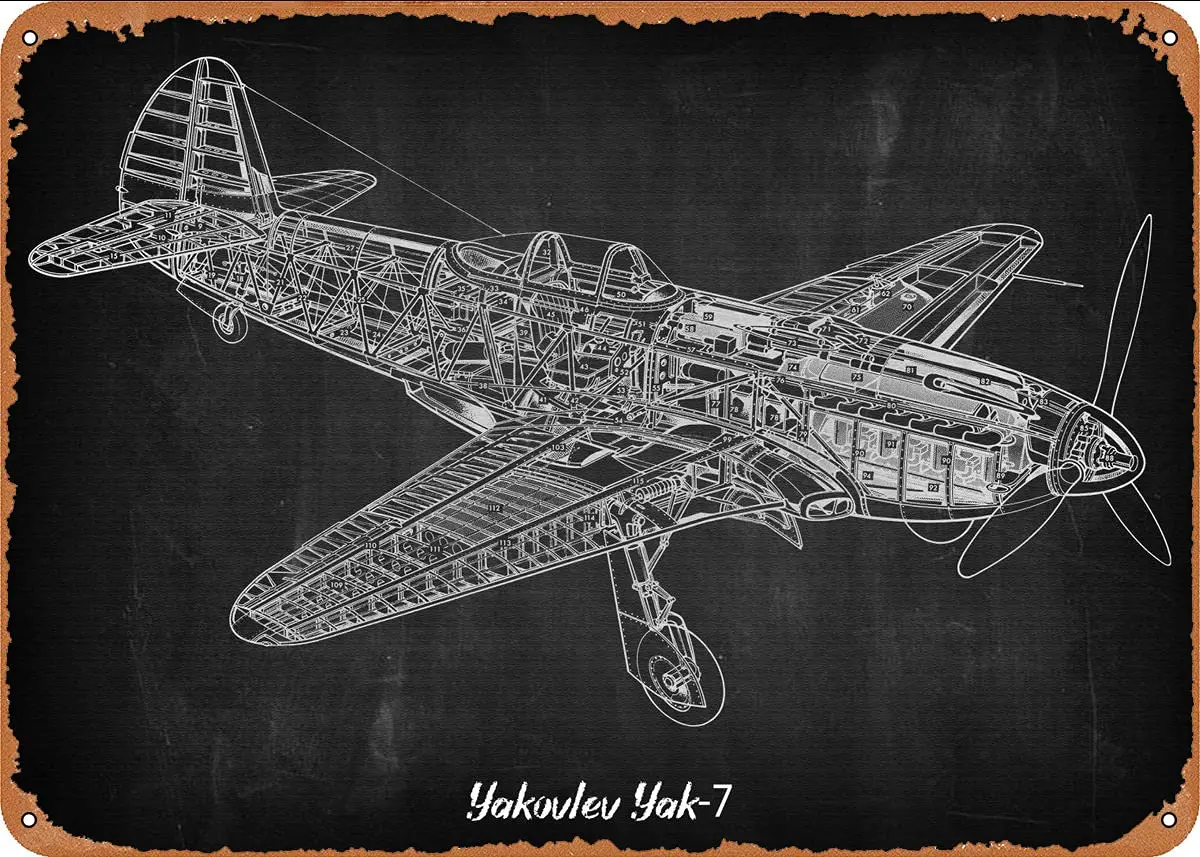 

Yakovlev Yak7 2# Metal Tin Sign Wall Decor Man Cave Military Fan Gift Home Bar Pub Decorative Military Posters 12x8 Inch