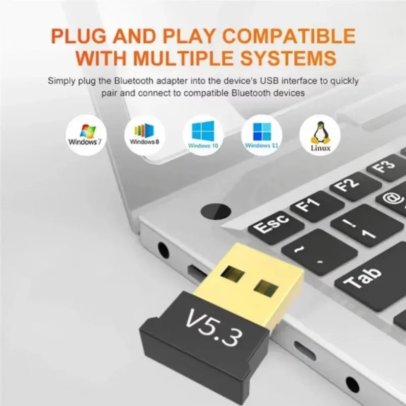 Wireless Bluetooth 5.3 USB Adapter for PC Laptop Audio