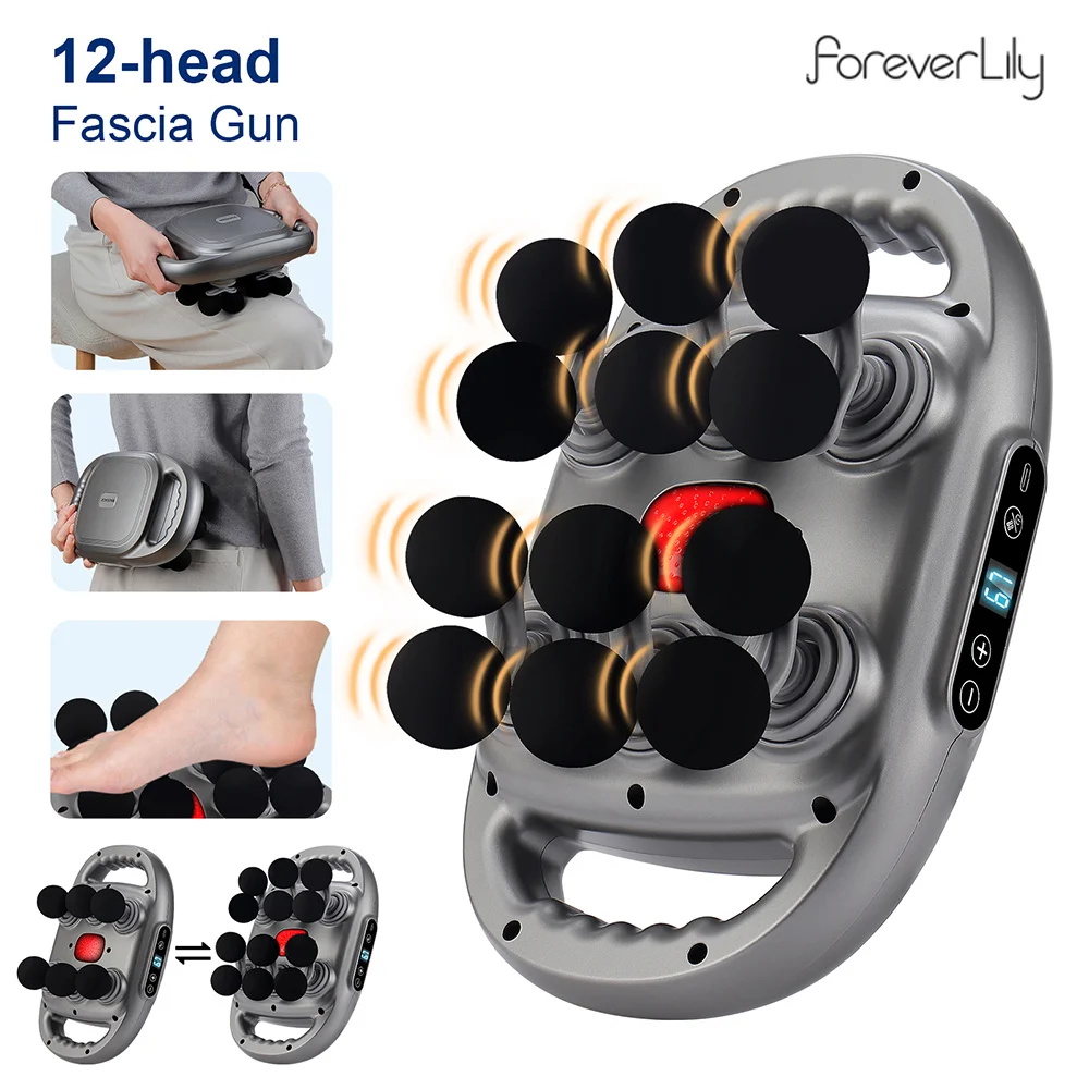 Fascia Gun 12-Head High-Frequency Vibration Body Massage Gun