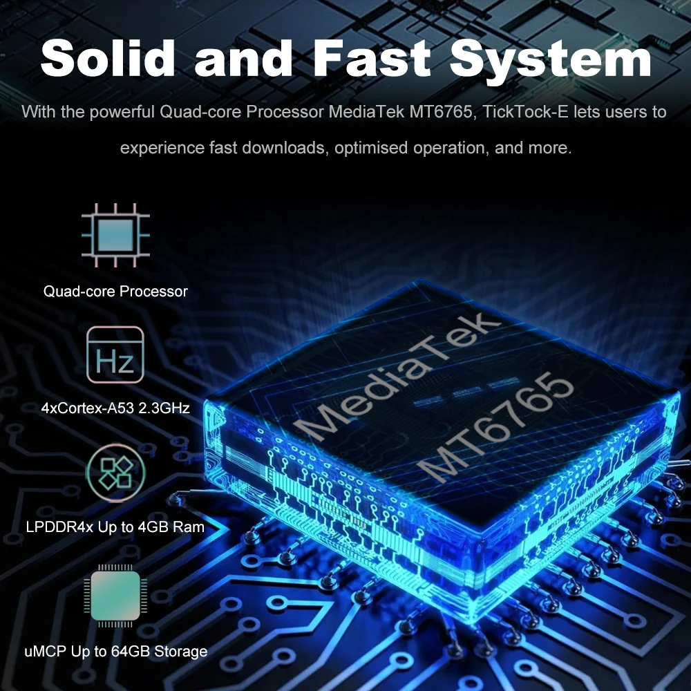 Unihertz Tick Tock E Android 12 Cellphones Smartphone 6.5 Inch 4GB 64GB Mobile Phone Smart Rear Display 6000mA Octa Core MTK6765