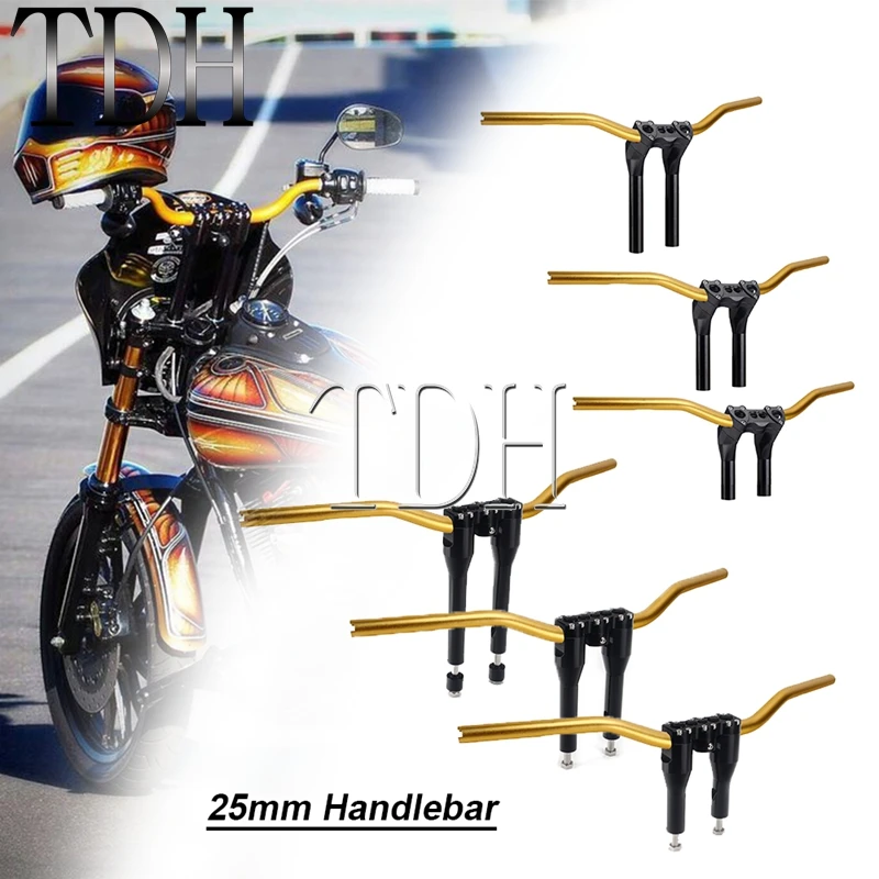 

1" 25mm Motorcycle Pullback Clamp Handlebar Risers Straight Riser for Harley Sportster 883 1200 XL Touring Dyna Softail Fatboy