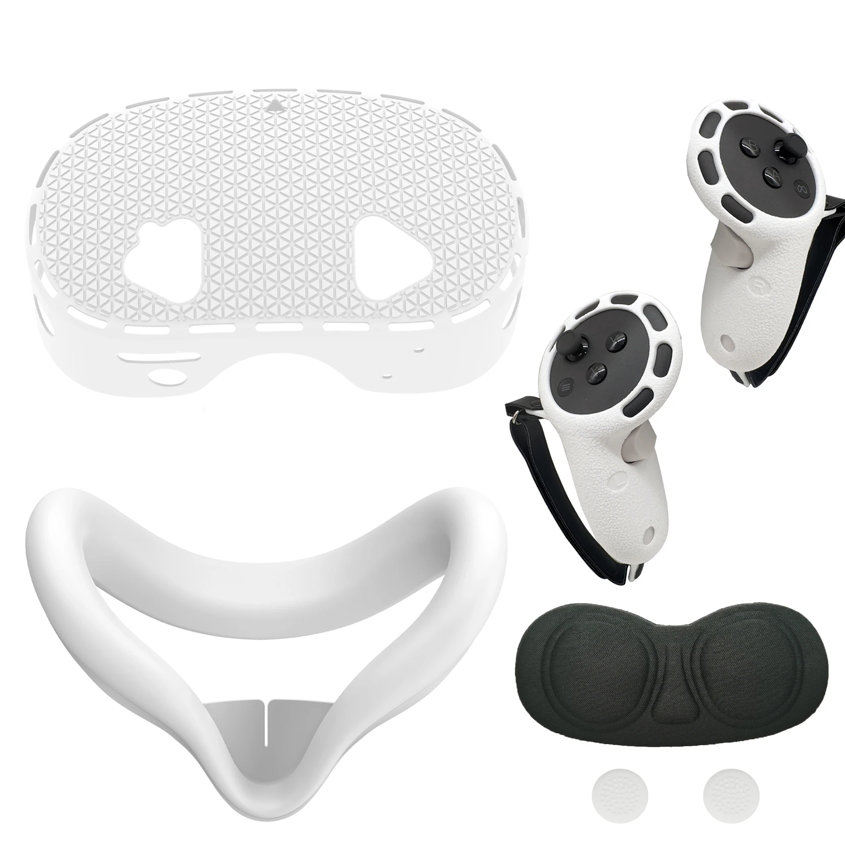 Silicone Protective Case Set for VR Headset - Shockproof, Anti-Scratch, Soft Grip Cover with Lens Cap
