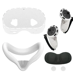 Silicone Protective Case Set for VR Headset - Shockproof, Anti - Scratch, Soft Grip Cover with Lens Cap (White)