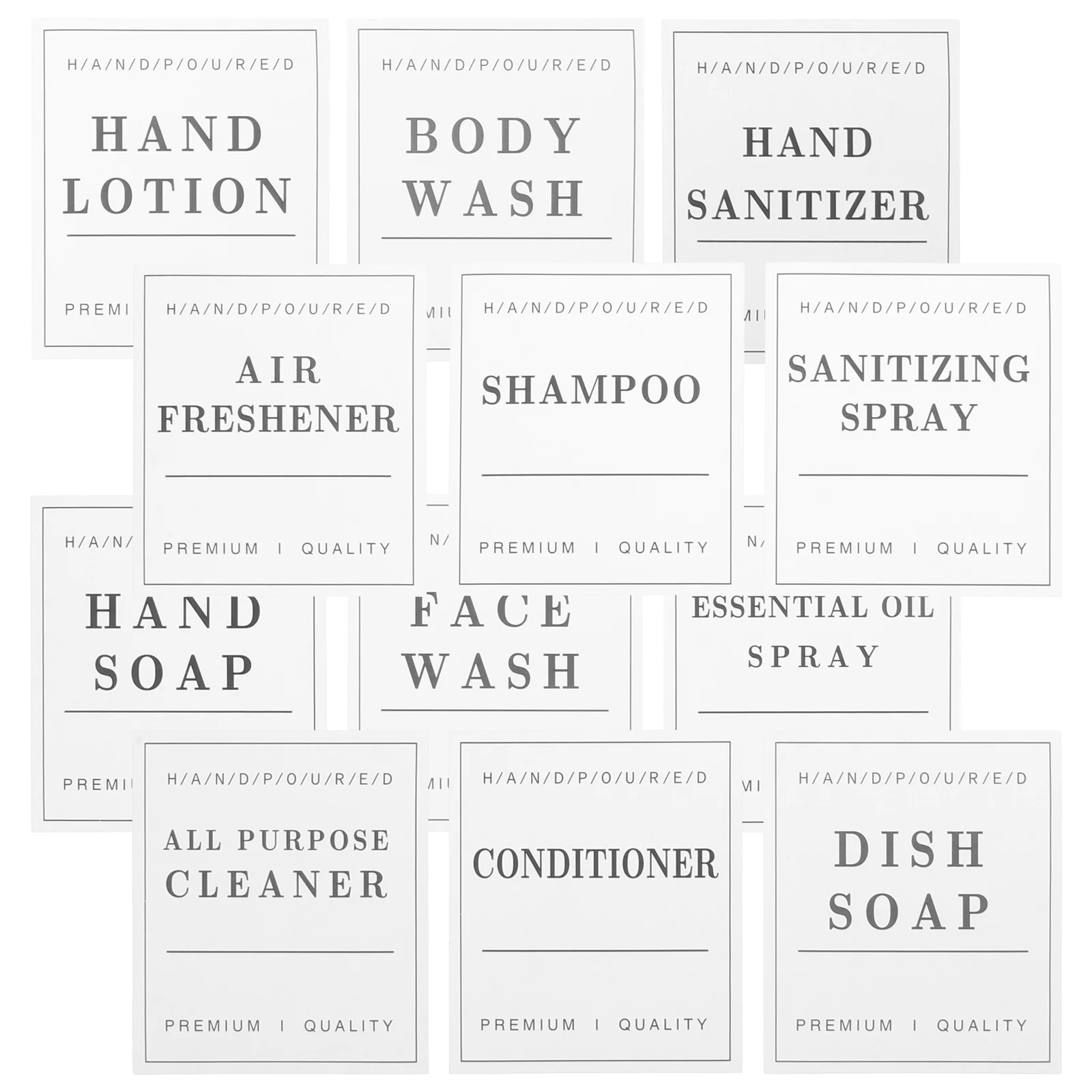 Bathroom Labels Sticker Set for Organizing Waterproof Refillable Bottles