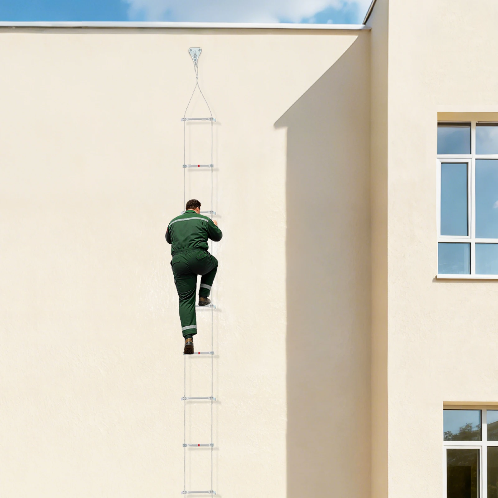10 m Notfall-Fluchtleiter, Seil, Feuerleiter, Rettungsleiter, Brandbekämpfungsleiter für lebensrettende Kletter-Flucht, 200 kg Belastung – Detail 2