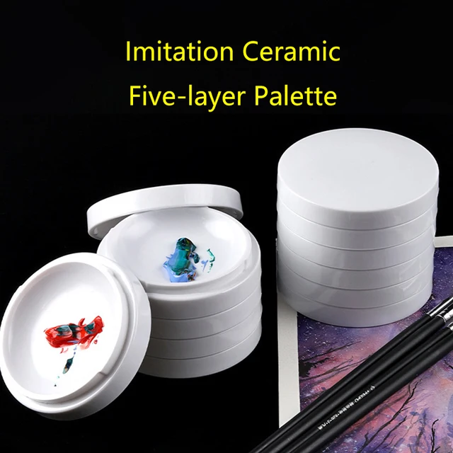 Imitation Ceramic Five-layer Palette Gouache Paint Box Mixing Box Beginner Anti-fall Anti-dry Multi-layer Palette 4