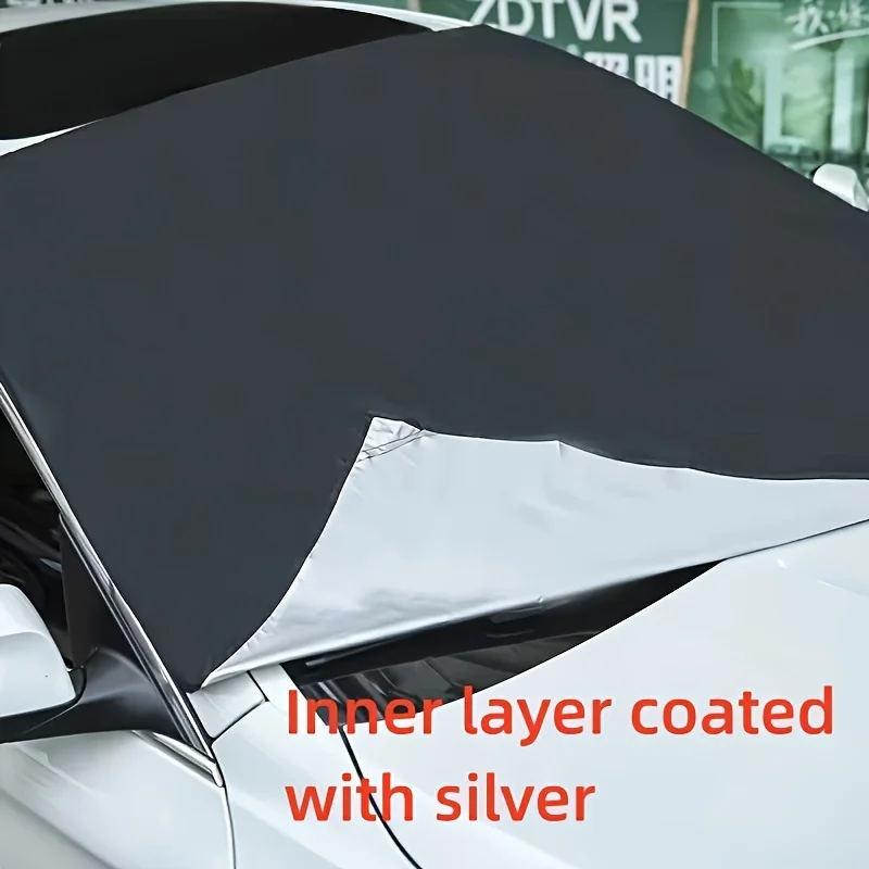 Universal Windshield Snow Cover with 6 Hidden Magnets, Durable Car Windshield Snow Ice Protector with Complimentary Storage Bag