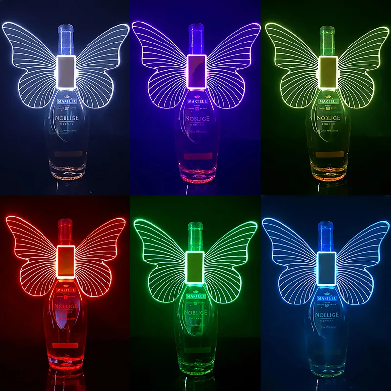 LED Luminous Butterfly Champagne Head Explosive Flash Stick Colorful Wine Bottle Jacket For Bar KTV Party Event Decoration