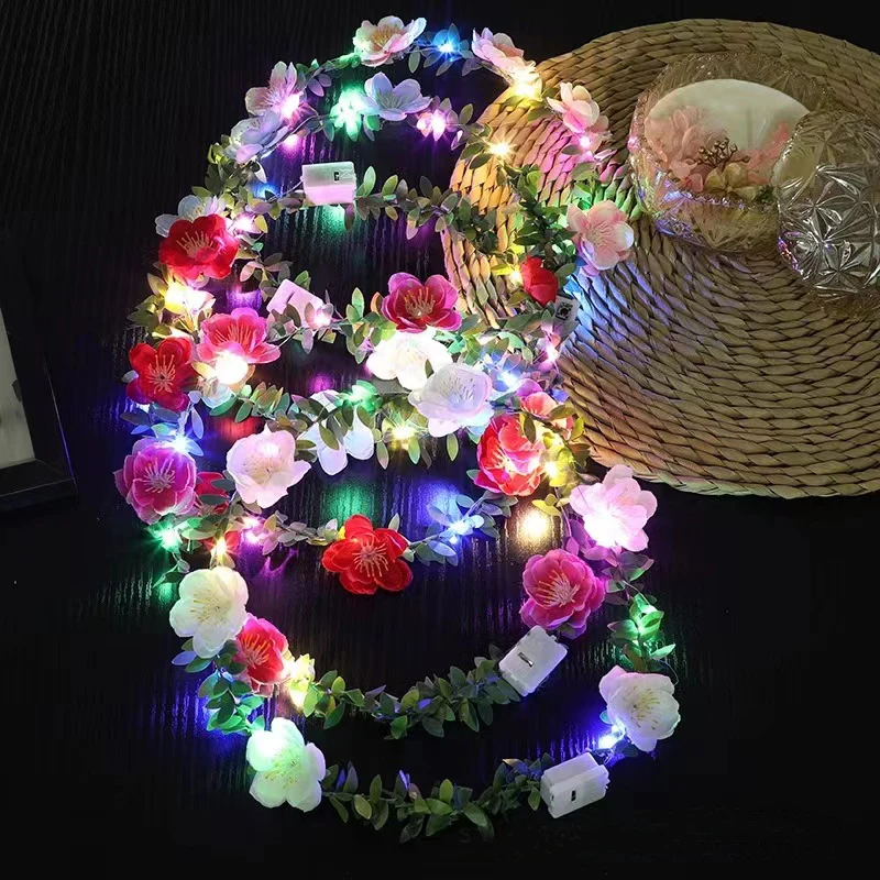 Wedding Party Crown Flower Headband LED Light Wreath Garland Decoration Women Girl Birthday Favor Luminous Hair Garland Hairband