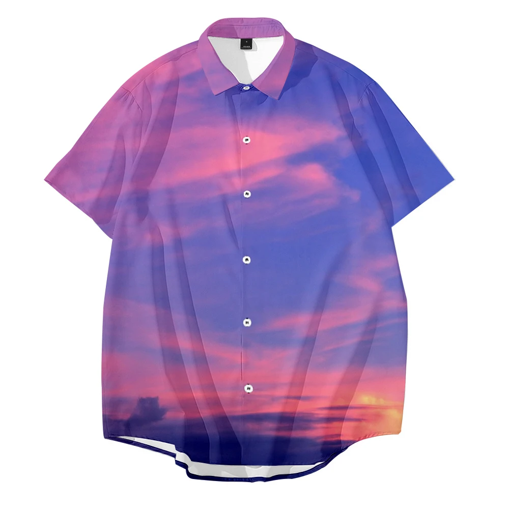 

Blue Sky Cloud Man/women Cool Short Sleeve Summer 3d Print Camisa Hawaii Button Shirt Vacation Cufflinks Short Oversized 5xl
