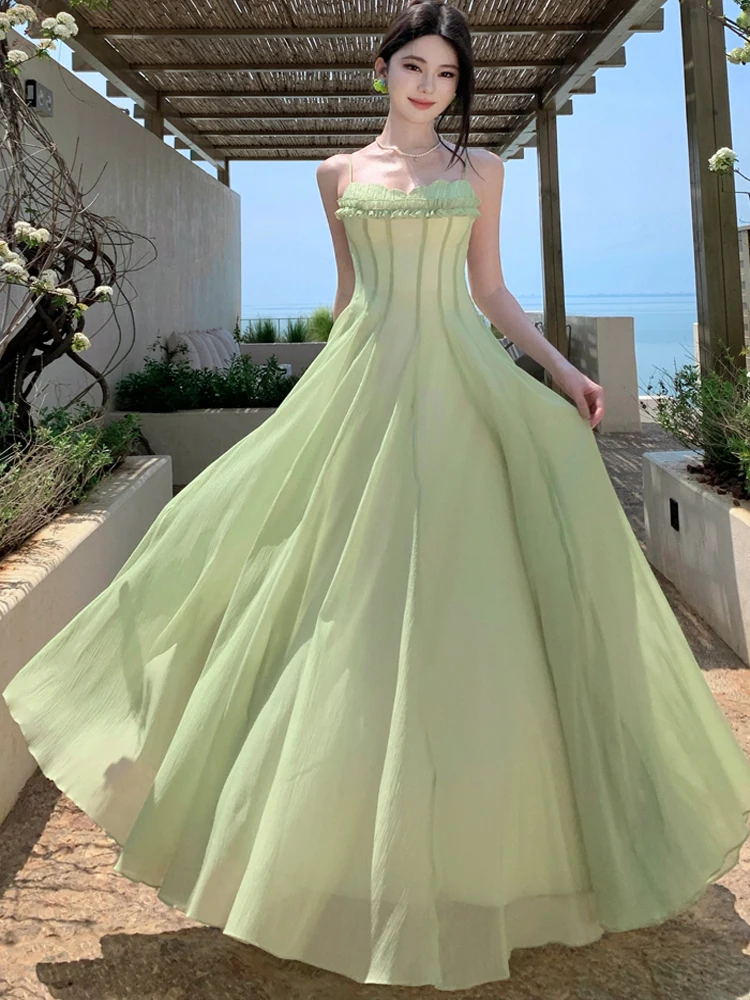green emerald velvet dress Boho Maxi Dress, Sundress, Wild Floral in Green Mint main image 0