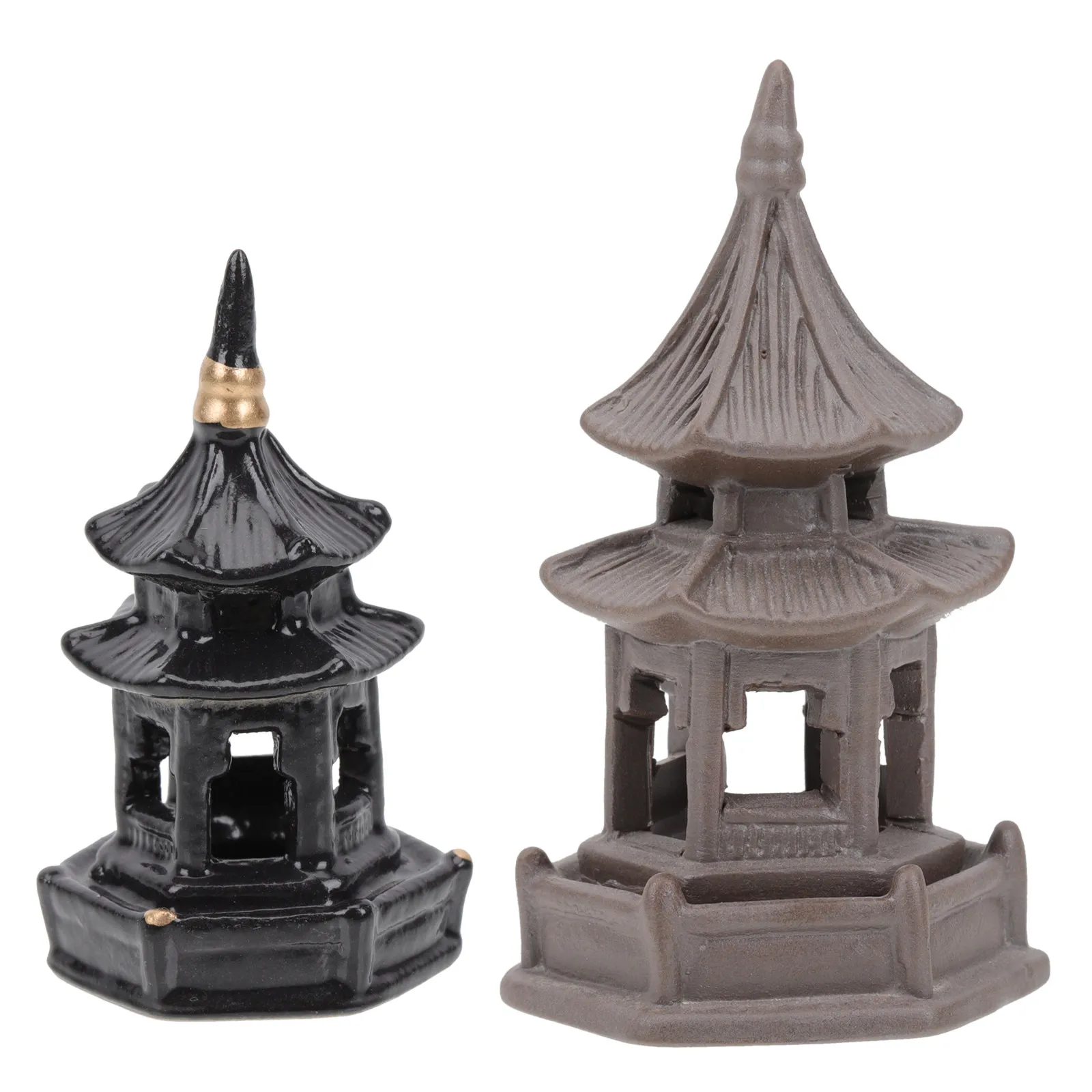 3Pcs 세라믹 탑 모양 조경 장식품 정원 장식 야외 데스크탑 책장 홈 장식 마이크로 조경 장식품