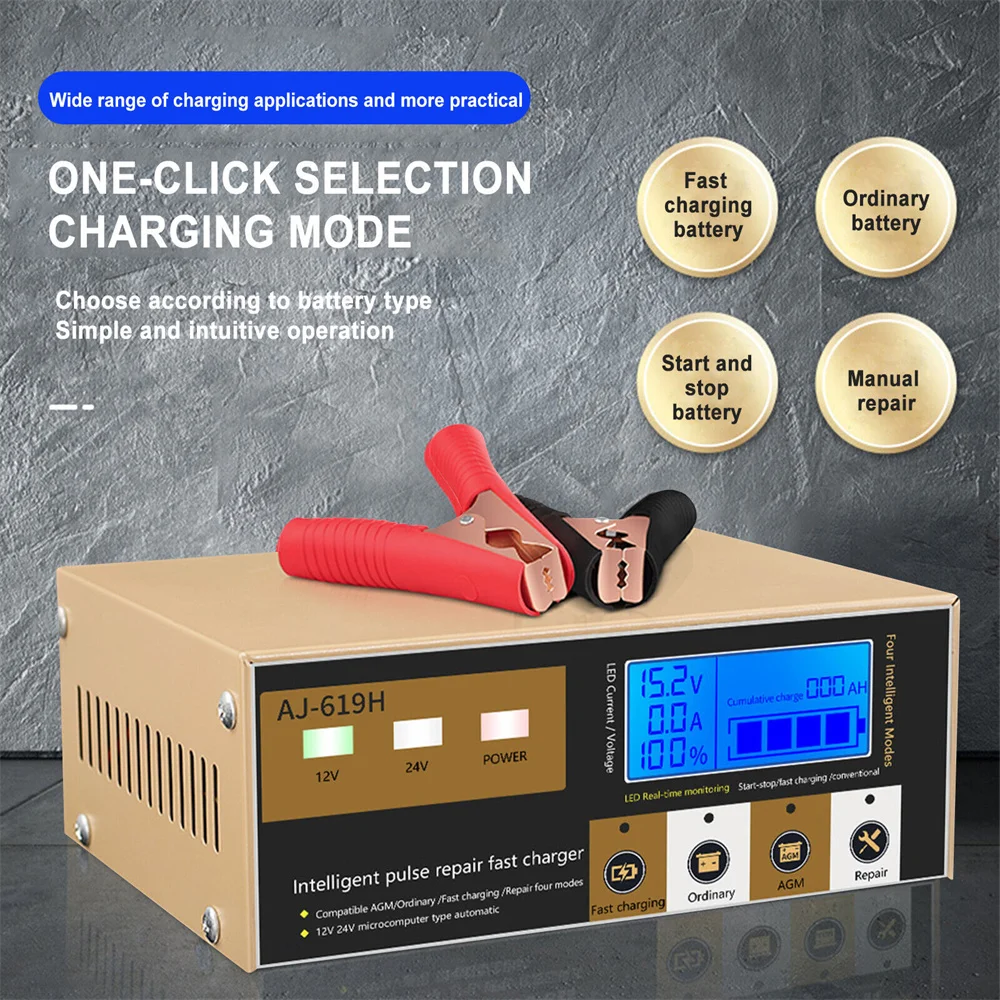 

12V 20A Intelligent Car Battery Charger for Auto Moto Fast Power Smart Charging 15A 24V Auto Battery Charger