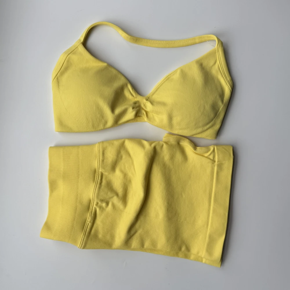 Sports Bra Set Gym Workout Set Yoga Set Fitness Set Sports Set Sportswear Set Impact Gym Set Women Strappy Yoga Bra High Waist Workout Scrunch Shorts Sports Suit Fitness Clothes Seamless Yoga Set 2 Piece