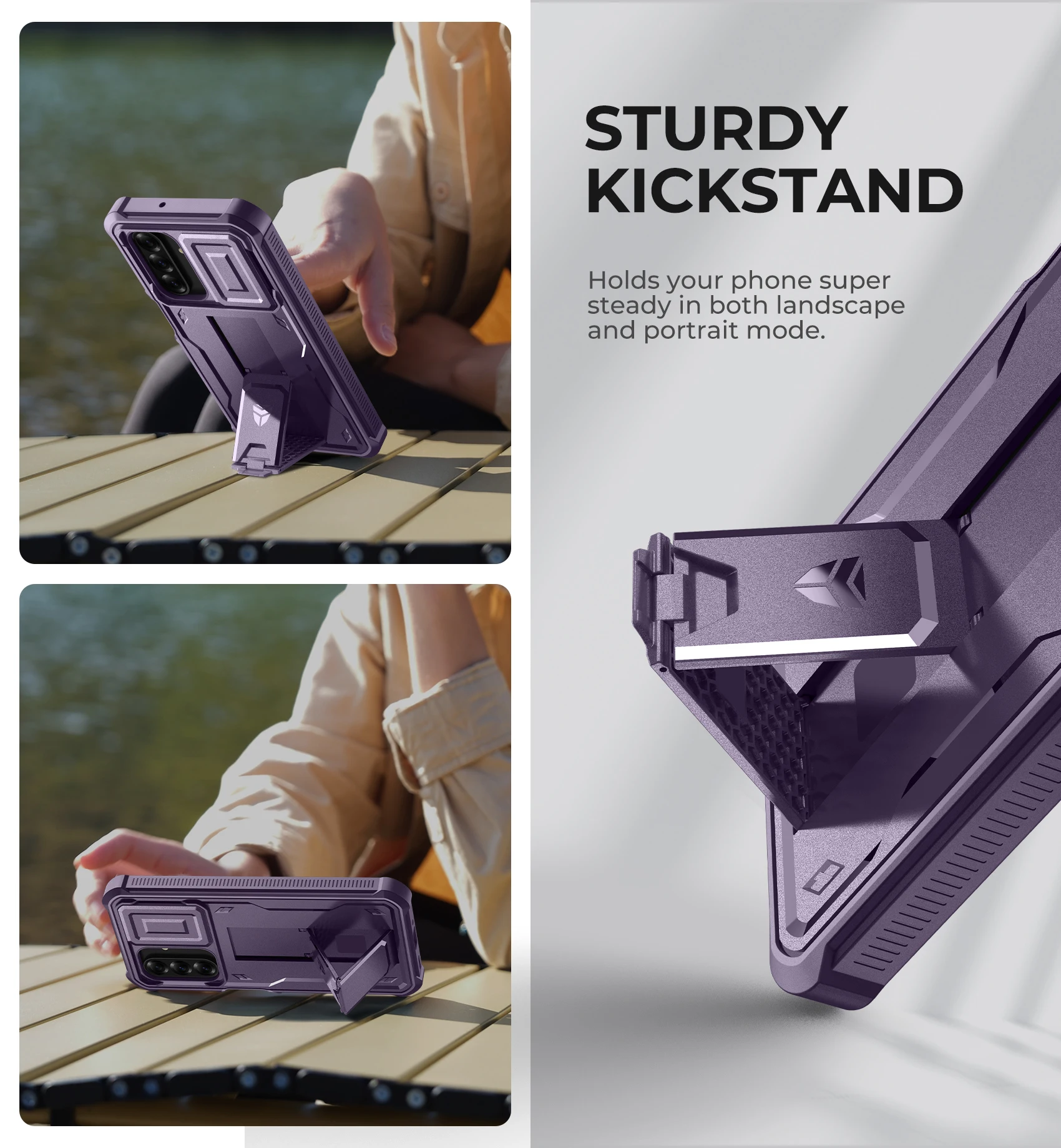 Heavy Duty Shockproof Phone Case with Screen Protector, Camera Cover, and Kickstand