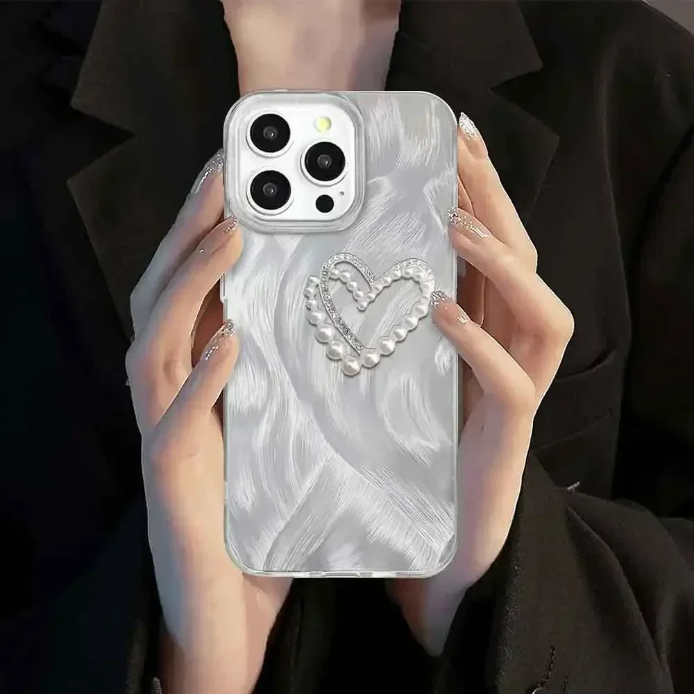 Case voor Tecno Camon 30 4G 5G 19 20 30 Pro 15 15 Air Pop 8 7 Pro Telefoonhoesje Camon20 Pop8 Luxe Bling 3D Liefdeshart Parelhoes_voghion.com