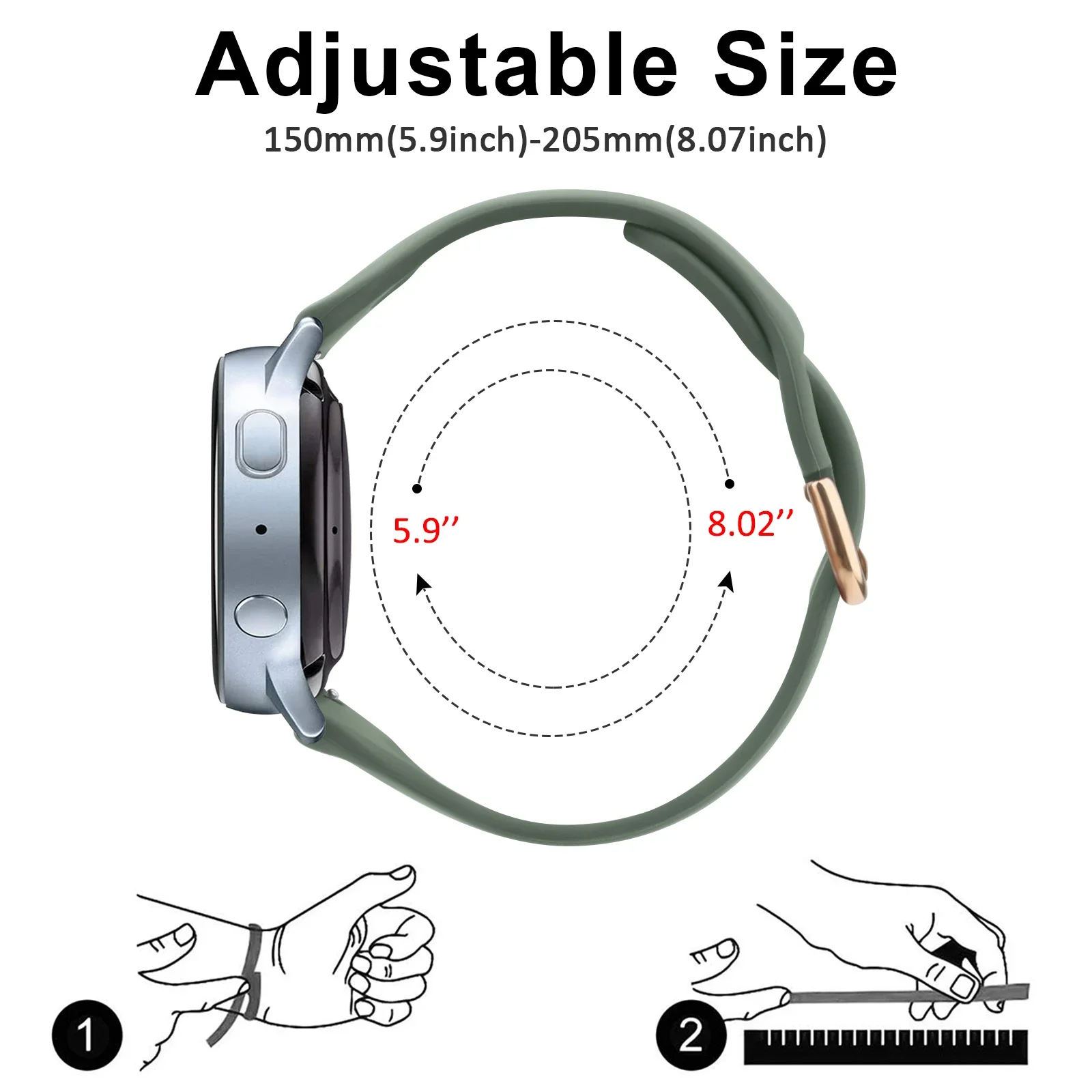Slim Silicone Watch Band - 20mm Strap