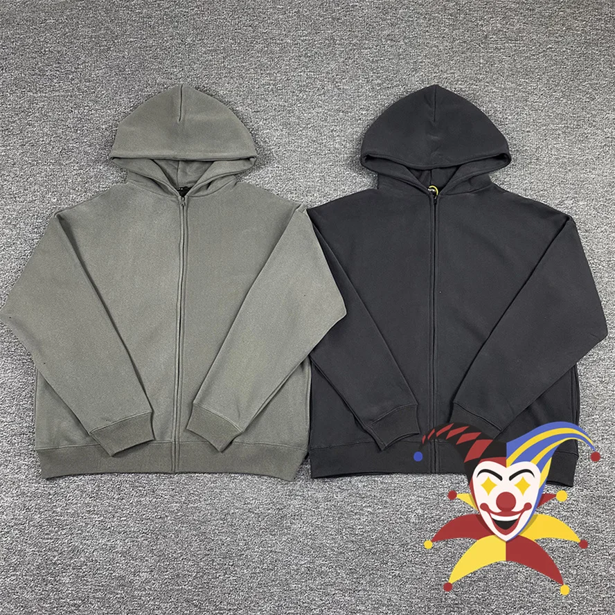 

Heavy Fabric Solid Color Kanye West Season 6 Zip Hoodie Men Women 1:1 Best Quality Loose Gray Sweatshirts
