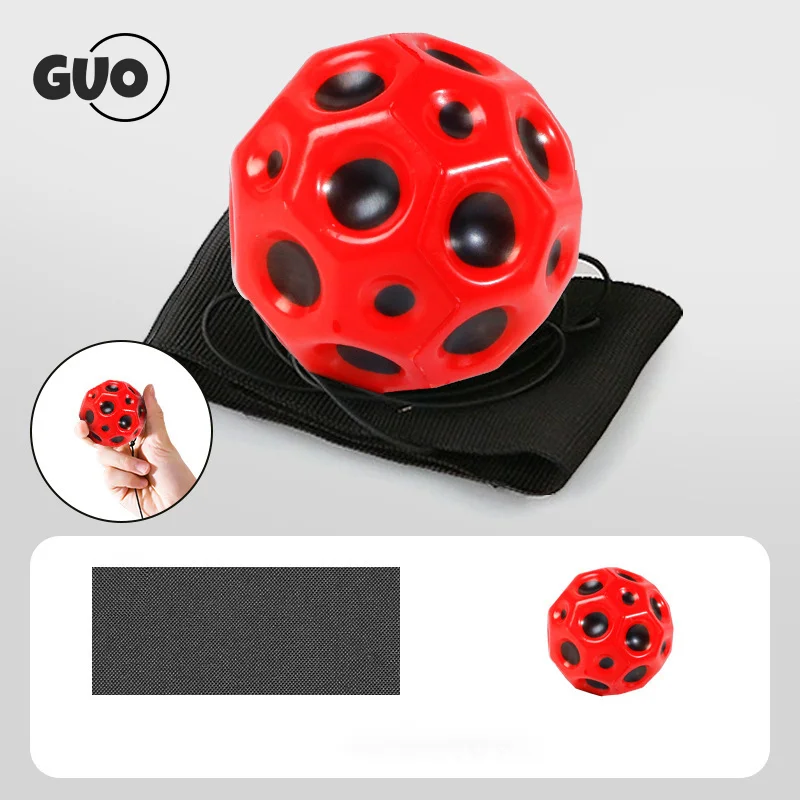 PU High Elastic Moon Rock Stress Relief Ball with Elastic Cord Rebound Wrist Throw Ball for Kids Hand Toss and Return Toy stress relief ball