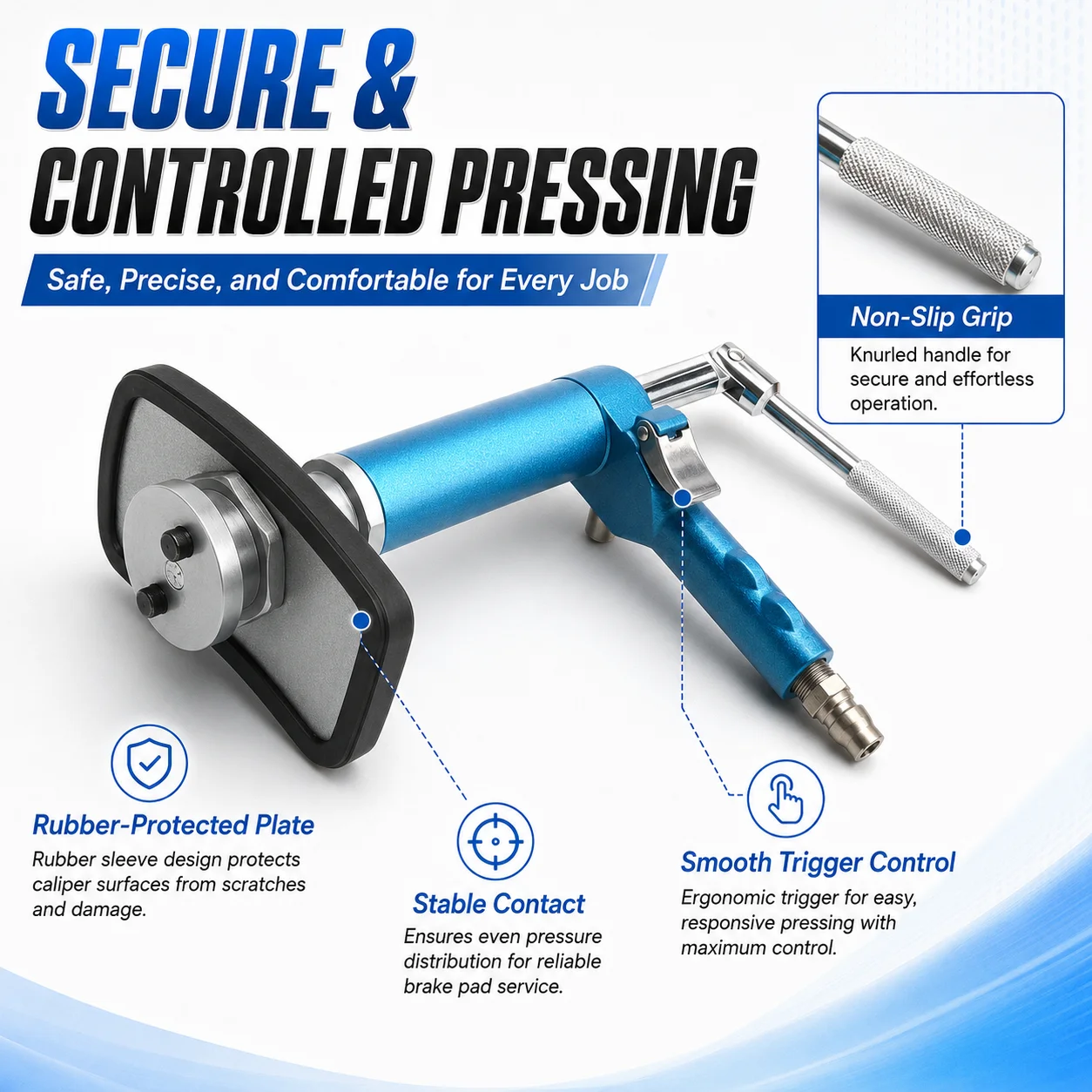 Compressore Pneumatico per Pistoni Freno, Utensile a Pressione per Sostituzione Pastiglie Freno a Disco Auto, Riparazione e Manutenzione in Garage - immagine 3