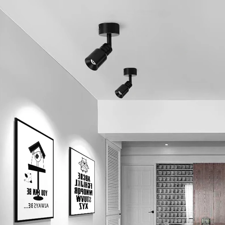 Adjustable 5°~60° Narrow Beam Angle Black White LED Focus Surface Mounted Ceiling Spotlights 7W Zoomable Spotlights with Zooming